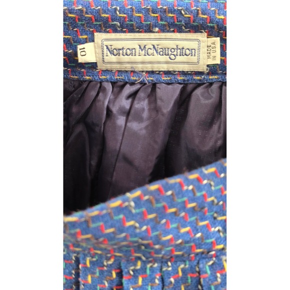 Norton McNaughton Vintage Blue Textured Zig Zag Pleated Midi Skirt Womens 10 - Picture 8 of 9
